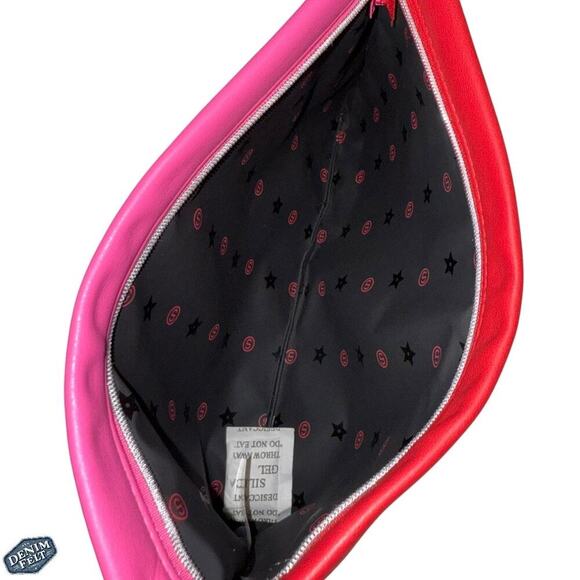 Christian Dior Beauté Pink/Red Dual Tone Cosmetic Pouch Embossed CD Logo NEW - Picture 11 of 12